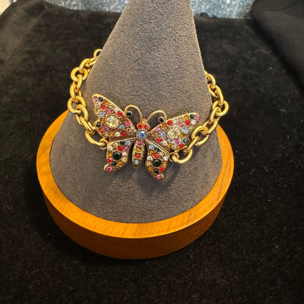 Gucci Gold GG Marmont Multicolor Butterfly Charm Bracelet